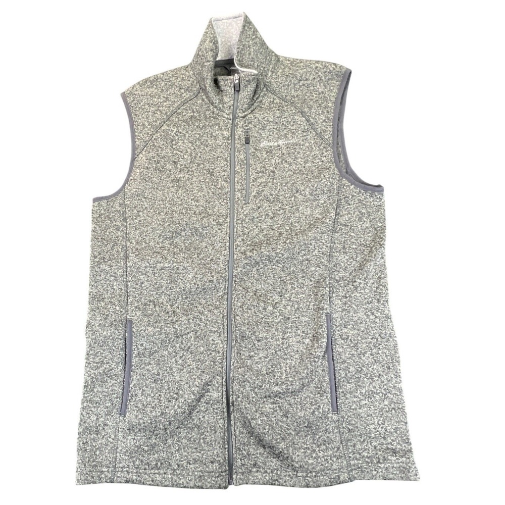 Eddie Bauer Sweater Fleece Vest Gray Mens TL Tall Full Zip‎ Outdoor Layering